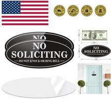 No Soliciting Sign for House, 2 Pack Self-Adhesive Aluminum Metal No Solitati...
