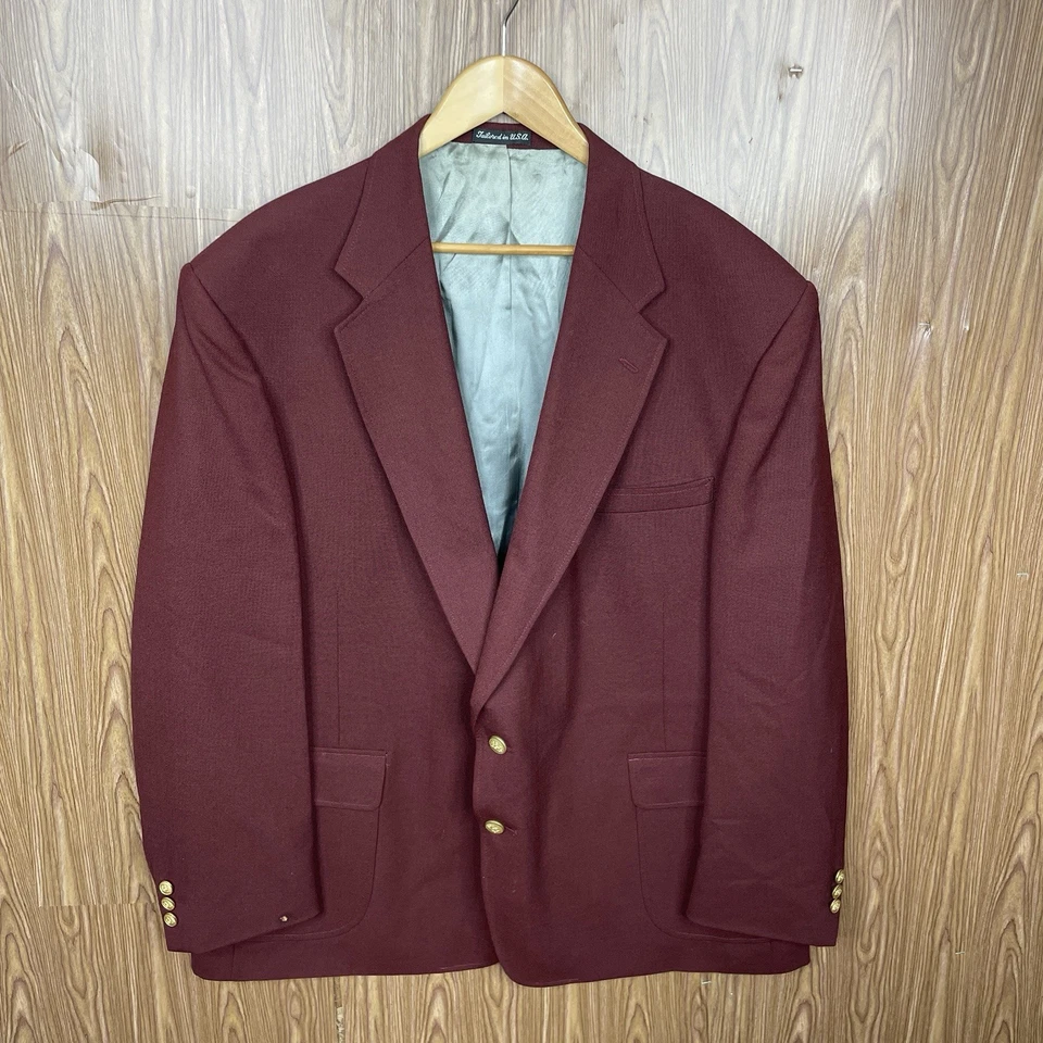 Chaqueta Blazer Stafford Para Hombre 52R Rojo Escarlata Lúpulo Botones Dorados Hecha en EE. UU. Foto 2 de 4