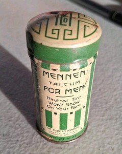 Vintage Mennen Talcum for Men Metal Tin Partially Full 1/4 oz size 2 "