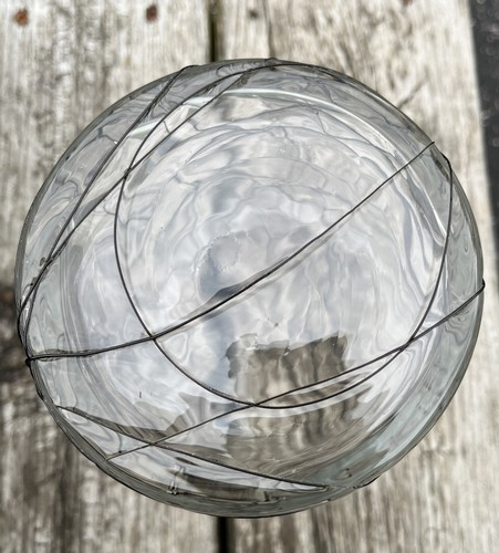 Antique Czech Bohemian Murano Crystal Clear Black Spider Web Art Glass Hat Vase - Picture 8 of 10