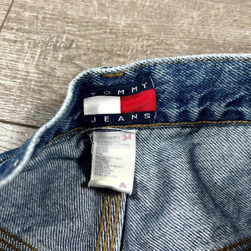 VTG 90s Tommy Hilfiger Cargo Shorts Men's 34 Blue Denim Baggy Carpenter Grunge - Picture 5 of 8