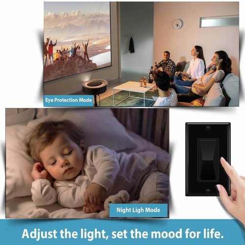 2-20PK Black Decora Rocker Dimmer, Single & 3-Way Switch, CFL 600W / LED 150W - Picture 7 of 17