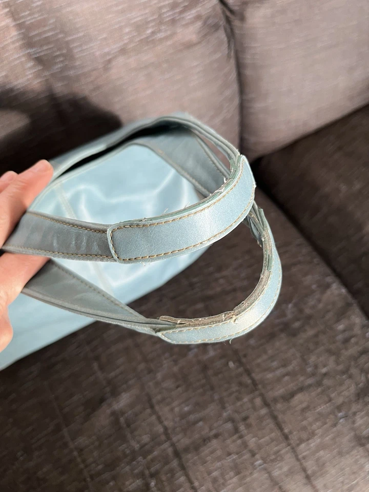 Vintage Y2K Hobo Light Blue Shoulder Bag Double Compartment Medium Size - Image 4 of 4