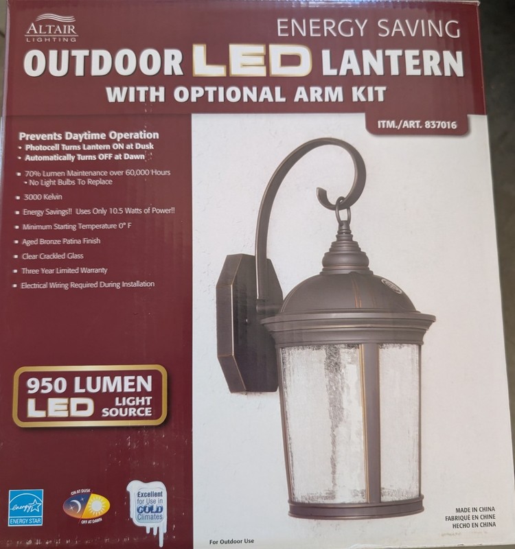 ALTAIR AL-2150 OUTDOOR LED LANTERN 950 LUMEN DUSK-DAWN NEW IN BOX