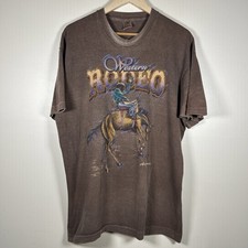 Vintage Arizona Western Rodeo Bull Rider Destination Shirt Men s XL Brown USA