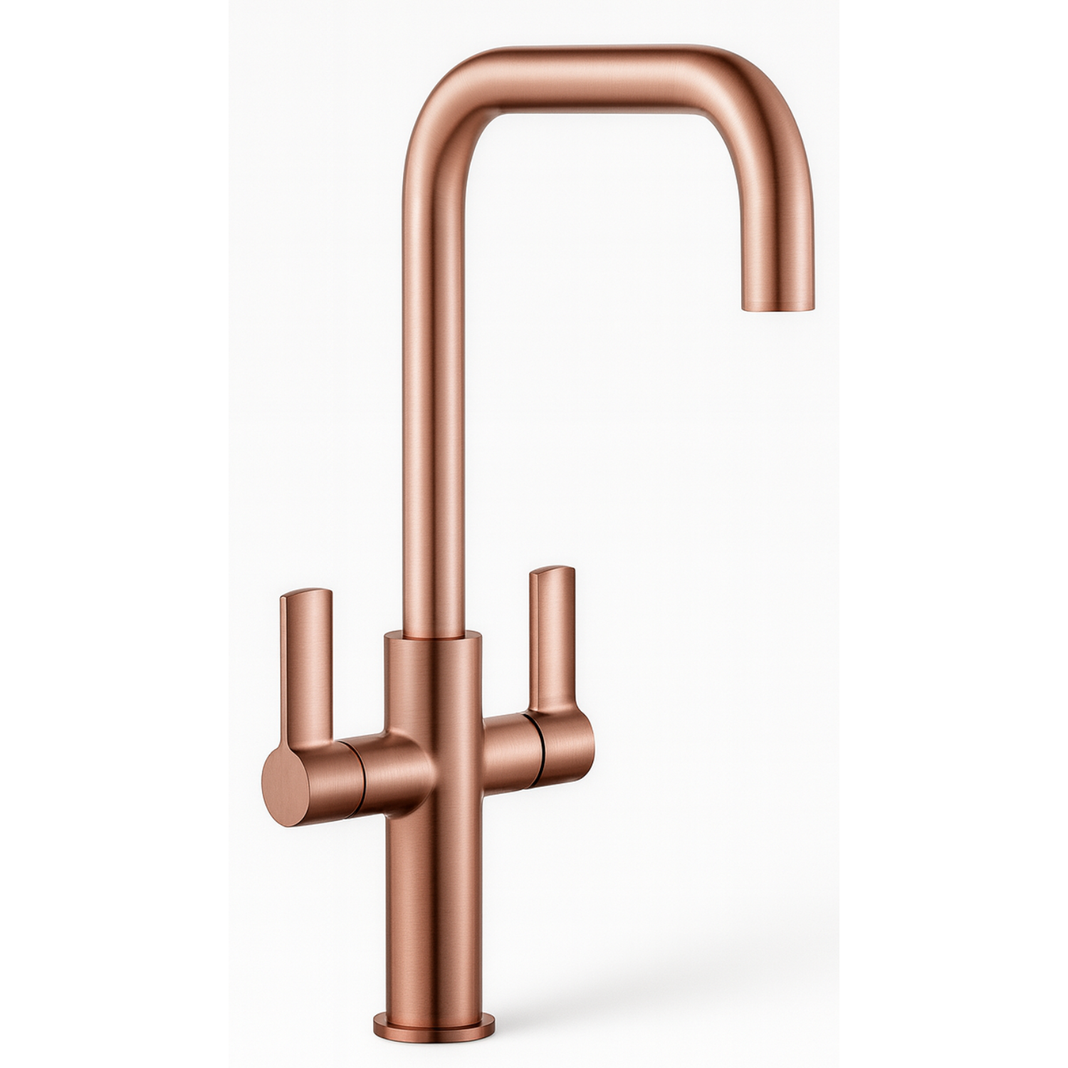 Jeroni Kitchen Mixer Tap Copper Dual Lever Handle Horizontal Monobloc Faucet