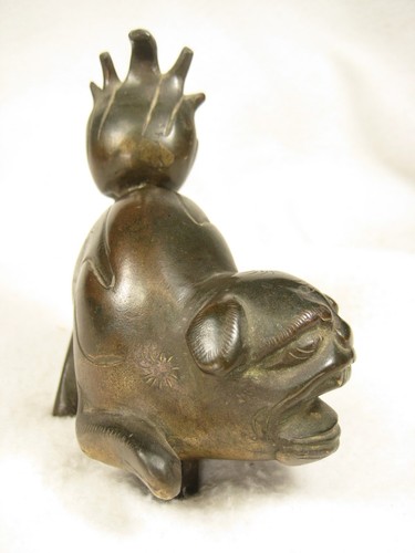 ANTIGUO INCIENSO JAPONÉS BRONCE ERA EDO (C. 1600) SHISHI FOO DOG KORO SUPERIOR - Imagen 13 de 20