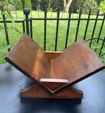 Vintage Walnut Book Stand Holder Lectern 13.5x15” Handmade Wood Georgian Style