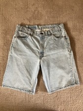 VINTAGE 1990'S MENS LEVI'S 550 RELAXED FIT LIGHT WASH JEAN SHORTS 36 10" INSEAM