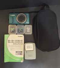Canon Powershot SX260 HS 12.1MP Bundle. 2 batteries, 4 cards, manual. Tested.