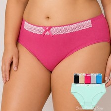 6 Pack 2XL 3XL Women Plus Size Brief Underwear Cotton Stretch Panties Lace Trim