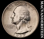 1937 Silver Washington Quarter - Choice Gem Brilliant Unc++++  Lustrous  #M9159