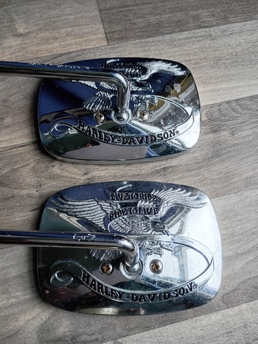 Pair Of Harley Davidson Motorcycle Chrome Live To Ride Eagle Side Mirrors OEM 