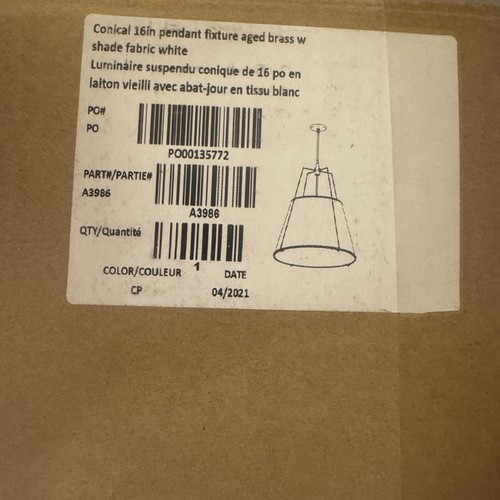 Rejuvenation Conical 16" Pendant Light Brass White Shade Williams Sonoma NIB - Picture 5 of 7