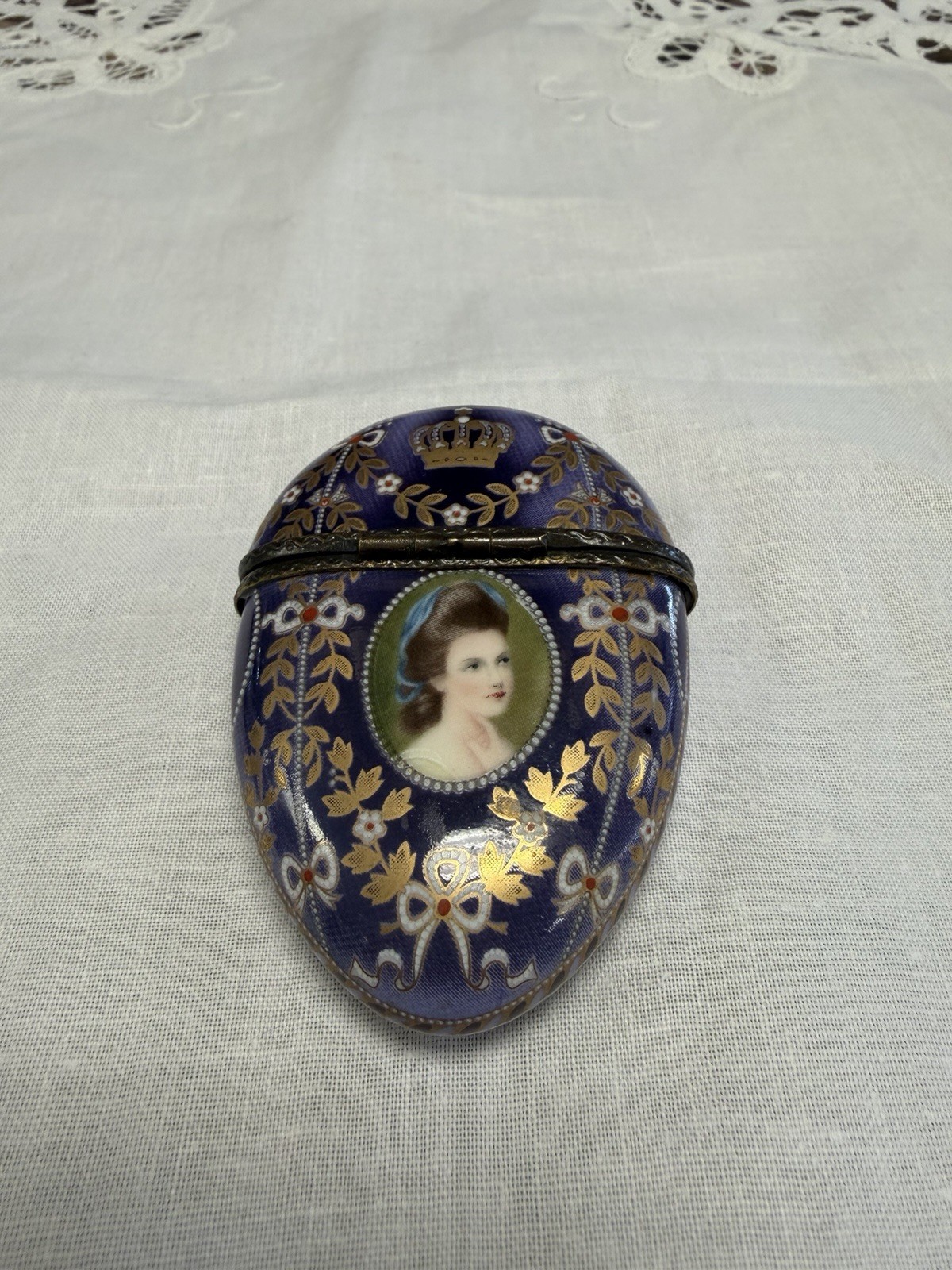 Limoges Trinket Box Purple Victorian Elegance