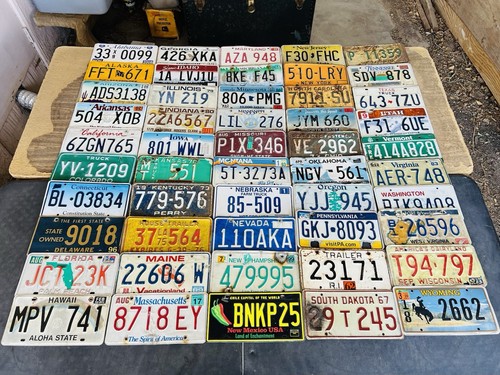 LOT OF 50 COMPLETE SET OF ALL U.S. LICENSE PLATES--RUSTY CRUSTY CRAFT CONDITION!