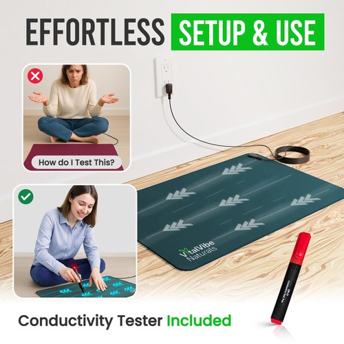 Grounding Mat for Feet – Anti-Slip Mat with Grounding Cord + Adapter + Tester... - Bild 4 von 6