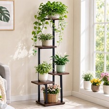 Artiss 5-Tier Plant Stand Indoor Outdoor, Metal & Wood Pot Plant Shelf, Tall