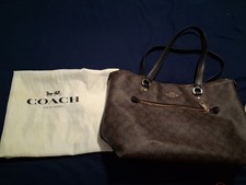 Coach F79609 Gallery Tote Shoulder Bag - Brownblack Coach F79609 Gallery Tote Shoulder Bag - Brownblack