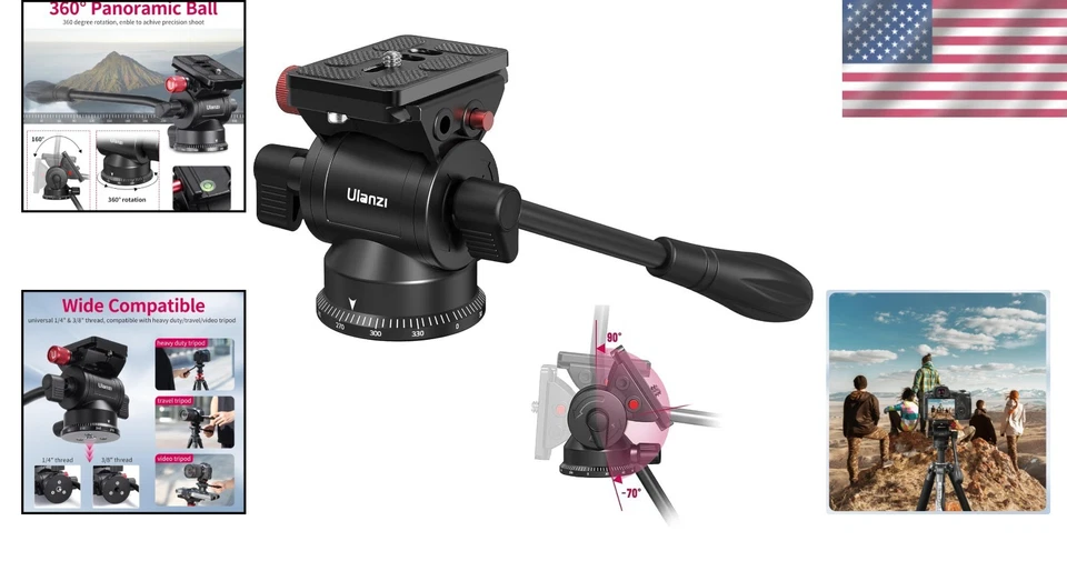 U210 Lightweight Fluid Video Head with Arca-Swiss Plate – Elevate Your Shooting - Image 2 of 4