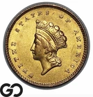 1854 Gold Dollar, $1 Gold Liberty, Type 2, Choice AU++ * Tough Better Date!