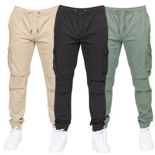 Crosshatch Men's Slim Cotton Cargo Pants Joggers Elastic Waist Streetwear Casual