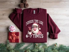 Six Seven Meme Santa Sweatshirt, I check the list 6-7 times, Santa Claus Xmas