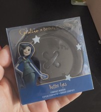 Beauty Creations Coraline Button Eyes Dual Sided Round Compact Mirror Black