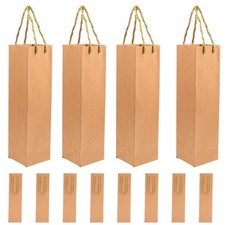 12 Pcs Kraft Paper Wine Bottle Gift Bags With Handle Bags 9.5 x 9 x 35 cm