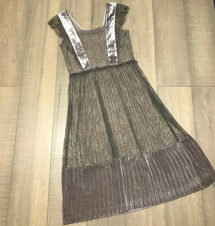 Vestido Sundance Mujer S Romántico Núcleo de Hadas Femenino Encaje Volantes Terciopelo Seda Foto 2 de 4