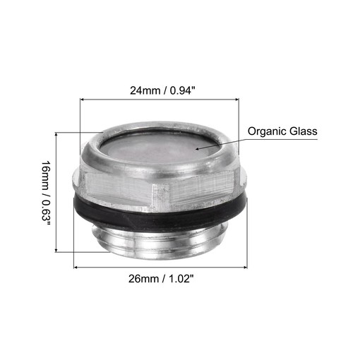 Air Compressor Oil Level Gauge Sight Glass G1/2" Male Threaded Clear Glass - Picture 2 of 5