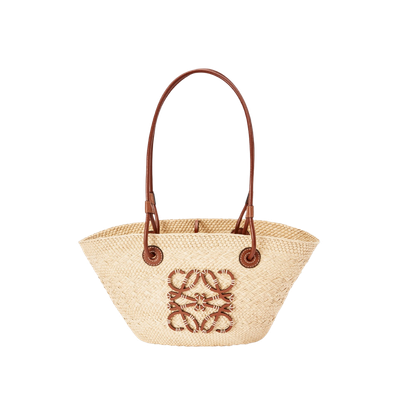 ☆LOEWE☆ SMALL ANAGRAM BASKET BAG かごバッグ NATURAL×TAN♪ Loewe Small Anagram Basket Bag in Iraca Palm and Calfskin