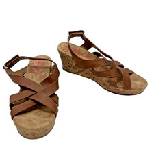 Jellypop Girls KID ALSACE Wedge Strappy Sandals Size 5 womens Brown EUC