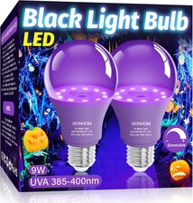 2 Pack A19 LED Black Light Bulbs, 9W Black Light Light Bulb(100Watt Equivalent)
