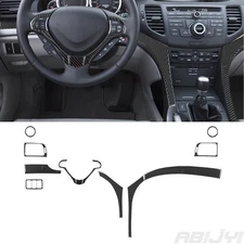 10Pcs For Acura TSX Carbon Fiber Interior Instrument Dashboard Kit Cover Trim