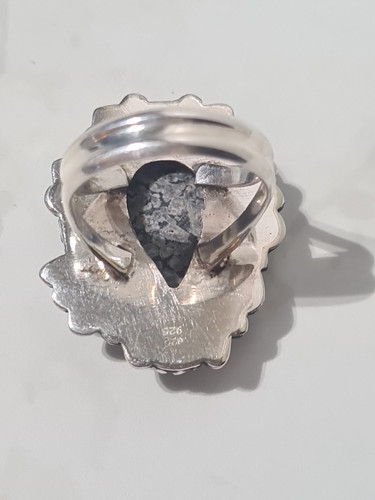 Ladies Sterling Silver 925 Statement Ring Size R Teardrop Stone - Picture 6 of 8