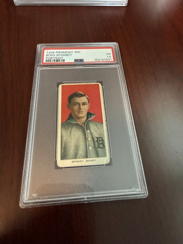 1909-11 T206 Piedmont 350 Boss Schmidt Portrait Rookie Card. PSA 1.5