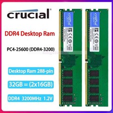 Crucial 32GB 2x16GB DDR4 3200 MHz PC4-25600 DIMM Desktop Non-ECC Memory 288-pin