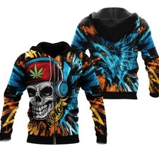 Skull Graphic Zip-Up Hoodie: Urban Hip-Hop Style