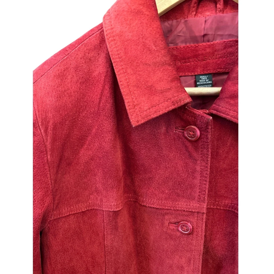 Jaclyn Smith Red Real Suede Button Jacket Small Y2K Retro Western Fall Western - Image 3 of 4