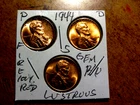 Lustrous RED Cartwheel Gem+ Brilliant Unc. 1944PDS Lincoln Penny Year Set L1