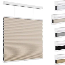 Cordless Top Down Bottom Up Cellular Shades, Blackout Blinds for Indoor Windo...