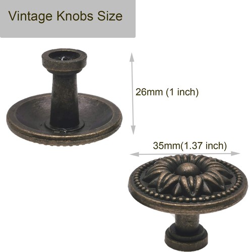 Flower Shape Cabinet Drawer Knobs Antique Bronze Dresser Drawer Handles 8 Pcs - Picture 3 of 5