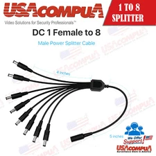  DC 1 Female to 8 Male Way CCTV Security Camera Power Supply Adapter Cable