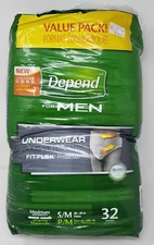 Depend FIT FLEX PM Max Absorbency Underwear For Men S-M 32 Count