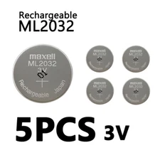 5X ML2032 2032 Rechargeable Battery 65mAh 3V Electronics CMOS Backup Calculators