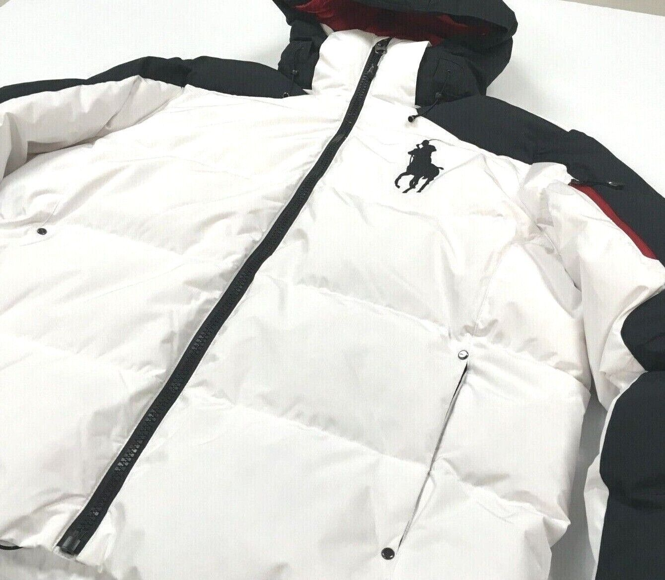 Polo Ralph Lauren Colorblocked Big Pony Sci Neve 650 Piumino Giacca con Cappuccio Bianco XL