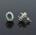 14k Solid Yellow gold Natural Emerald  & Diamond earring May Birthstone 2.25 ct — photo 5