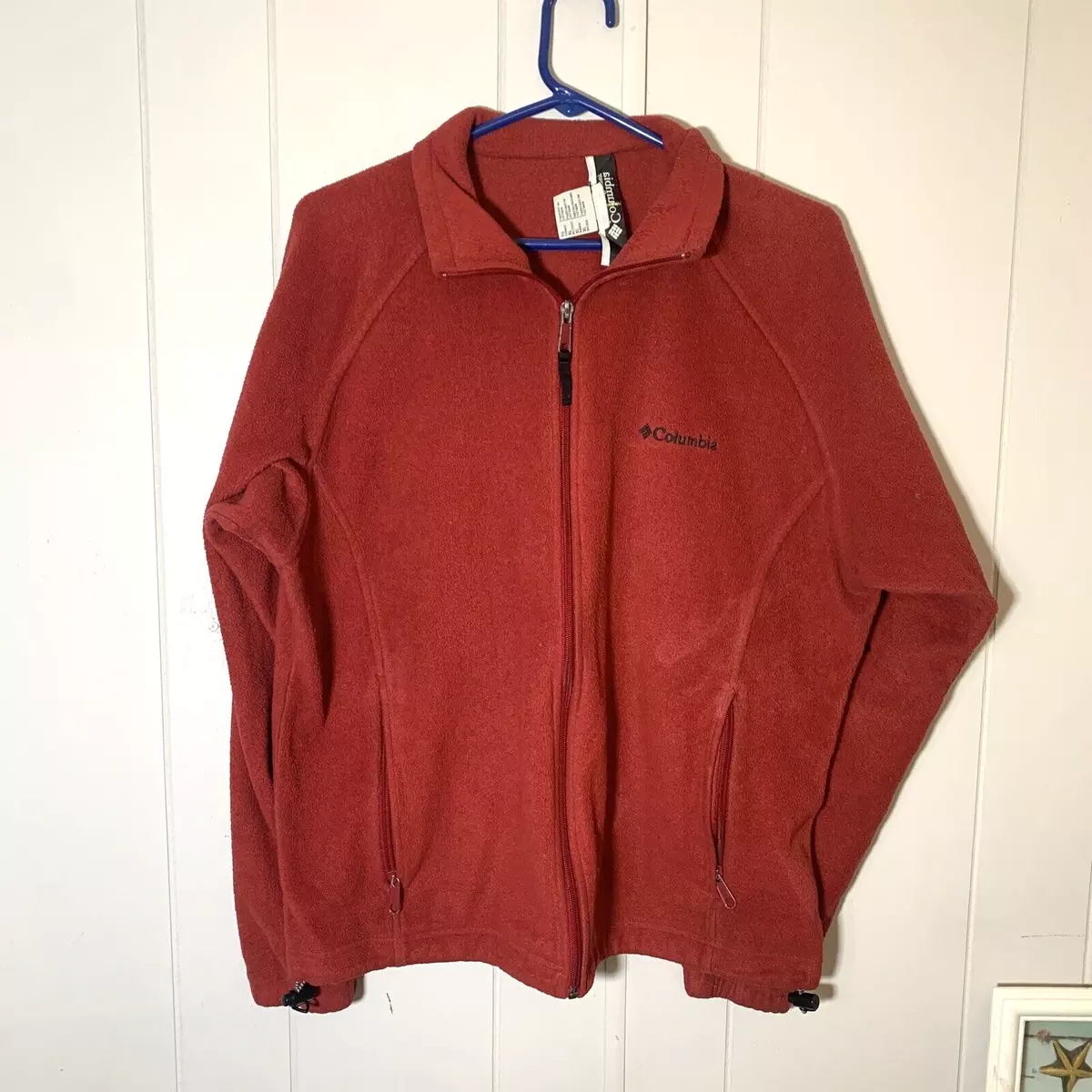 Columbia Jacket Women XL Maroon Full Zip Up Sweater Fleece Soft Ladies Plain