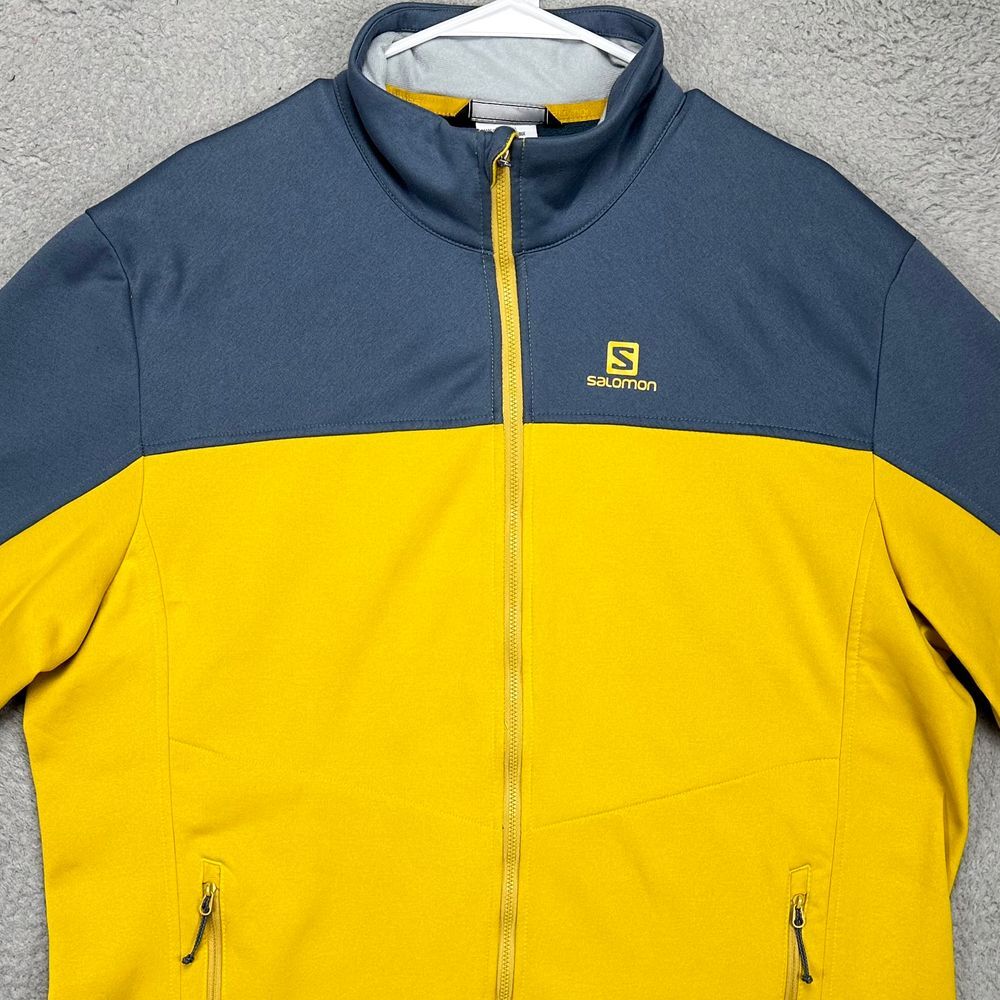 Giacca Salomon Adulto 2XL Giallo Grigio Colorblock Slim Fit Full Zip Sportiva Uomo